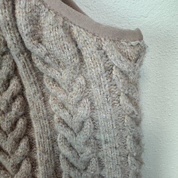 Joie Cable Knit Puffer Vest Womens XL beige full zip - Picture 5 of 7